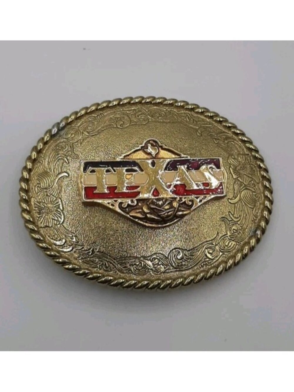 Rare Vintage Belt Buckle Gold Colored 1978 Texas Rose USA made by Raintree